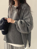 Poshoot Oversized Split Hem Pullover Sweater