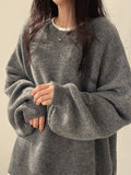 Poshoot Oversized Split Hem Pullover Sweater