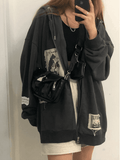 Poshoot Patchwork Oversized Zip Up Hoodie