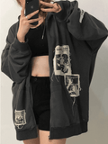 Poshoot Patchwork Oversized Zip Up Hoodie