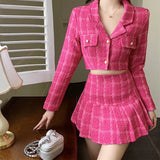 Poshoot Outfit Y2K Pink Tweed Jacket & Skirt Co-Ord