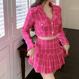 Poshoot Outfit Y2K Pink Tweed Jacket & Skirt Co-Ord