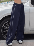 Poshoot Piping Detail Wide Leg Track Pants