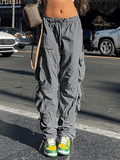 Poshoot Pocket Patched Drawstring Cargo Pants