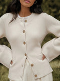 Poshoot Classic Button Flared Sleeve Cardigan Sweater