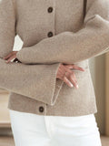 Poshoot Classic Button Flared Sleeve Cardigan Sweater