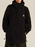 Poshoot Oversized Retro Black Waterproof Outdoor Jacket with Hood