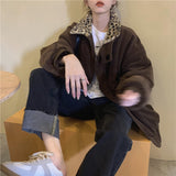 Poshoot Leopard Collar Corduroy Jacket