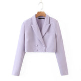 Poshoot Cropped Buttoned Blazer And Skirt Two Piece Set