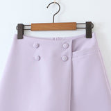 Poshoot Cropped Buttoned Blazer And Skirt Two Piece Set