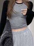 Poshoot Raglan Sleeve Rib Crop Top