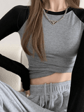 Poshoot Raglan Sleeve Rib Crop Top