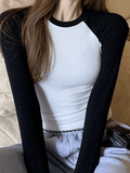 Poshoot Raglan Sleeve Rib Crop Top