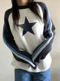 Poshoot Raglan Sleeve Star Print Pullover Sweater  Christmas Gifts