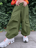 Poshoot Relaxed Drawstring Low Waist Cargo Pants