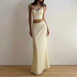 Poshoot Outfit French Summer Satin Top & Maxi Skirt Set