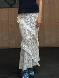 Poshoot See Through Lace Midi Skirt