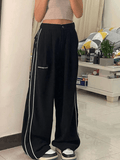 Poshoot Side Piping Pleated Wide Leg Pants