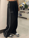 Poshoot Side Piping Pleated Wide Leg Pants