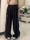 Poshoot Side Piping Pleated Wide Leg Pants