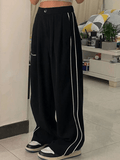 Poshoot Side Piping Pleated Wide Leg Pants