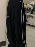 Poshoot Side Piping Pleated Wide Leg Pants