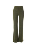 Poshoot Solid Color Ribbed High Waist Flare Leg Pants