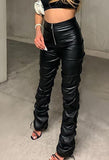 Poshoot Stacked Pu Leather Pants