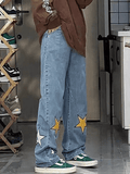 Poshoot Star Patch Straight Leg Boyfriend Jeans