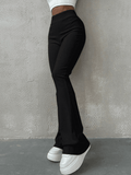 Poshoot Stretchy Ribbed Flare Leg Pants