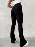 Poshoot Stretchy Ribbed Flare Leg Pants