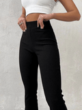 Poshoot Stretchy Ribbed Flare Leg Pants