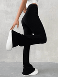 Poshoot Stretchy Ribbed Flare Leg Pants