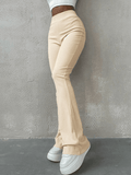 Poshoot Stretchy Ribbed Flare Leg Pants