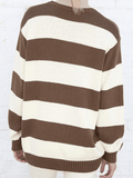 Poshoot Striped Crew Neck Knit Sweater  Christmas Gifts