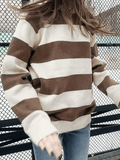 Poshoot Striped Crew Neck Knit Sweater  Christmas Gifts