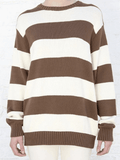 Poshoot Striped Crew Neck Knit Sweater  Christmas Gifts