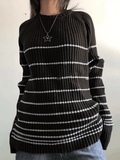 Poshoot Striped Ribbed Pullover Knit Sweater  Christmas Gifts