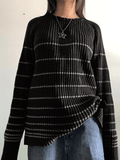 Poshoot Striped Ribbed Pullover Knit Sweater  Christmas Gifts