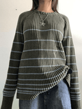 Poshoot Striped Ribbed Pullover Knit Sweater  Christmas Gifts