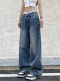 Poshoot Vintage Blue Washed Effect Boyfriend Jeans