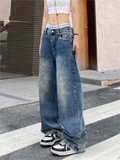 Poshoot Vintage Blue Washed Effect Boyfriend Jeans