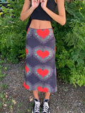 Poshoot Tie-Dye Heart Wrap Midi Skirt