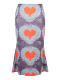 Poshoot Tie-Dye Heart Wrap Midi Skirt