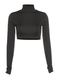 Poshoot Turtleneck Long Sleeve Crop Top