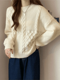 Poshoot Vintage Long Sleeve Cable Knit Sweater  Christmas Gifts