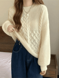 Poshoot Vintage Long Sleeve Cable Knit Sweater  Christmas Gifts