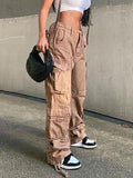 Poshoot Vintage Multi Pocket Patched Cargo Jeans