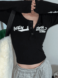 Poshoot Y2K Long Sleeve Ribbed Knit Crop Top