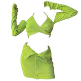 Poshoot Outfit Y2K Halter Top with Gloves & Skirt Set